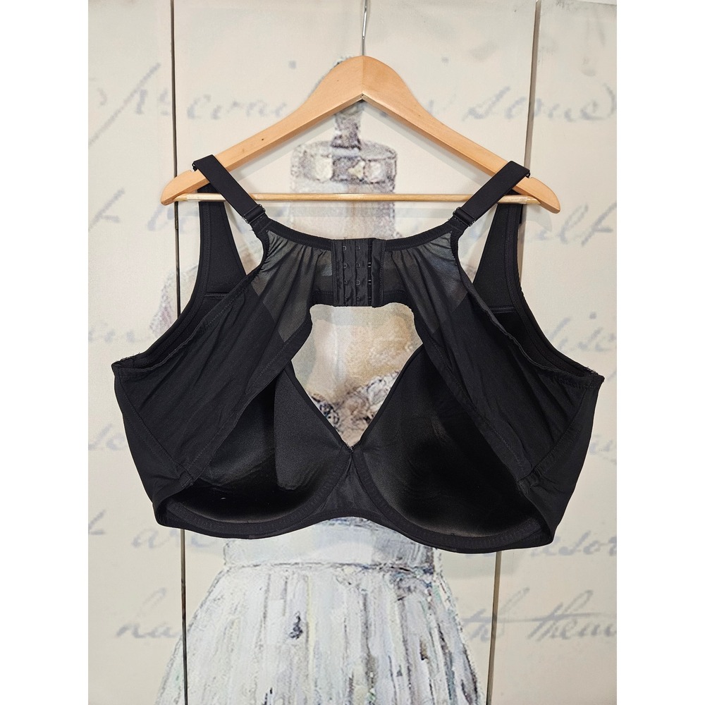 Catherines Intimates Black Full Coverage Underwire Bra 52DD Racerback Mesh - Picture 2 of 4
